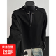 半拉鏈墊肩衛衣男款秋季美式高街柳釘長(cháng)袖T恤男痞帥重磅打底衫男 黑色 L 建議100-120斤