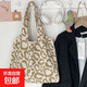 日系原創(chuàng  )奶牛紋托特包背心帆布包女四季新款大容量單肩手提包袋 咖色牛奶紋【材料升級】