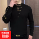 (高端輕奢)春秋2025新款男士紐扣印花字母金蛇修身秋季半高領(lǐng)衛衣 黑色 L 110-130斤