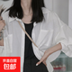 棉麻襯衫女春秋夏小個(gè)子開(kāi)衫罩衫泡泡袖寬松襯衣長(cháng)袖薄款外套上衣 白色 S