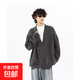 復古小眾高街潮流針織開(kāi)衫V領(lǐng)毛衣男秋美式休閑紐扣設計慵懶上衣 灰色 XL