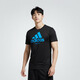 阿迪達(dá)斯 （adidas）短袖男春夏跑步休閑運(yùn)動(dòng)服圓領(lǐng)健身速干T恤 黑藍(lán)JUDO M 
