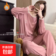德絨保暖大碼家居服套裝女秋冬新款200斤長(cháng)袖長(cháng)褲胖mm休閑睡衣女 8407少女粉米奇頭【德絨】長(cháng)套 2XL 建議120-140斤