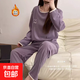 德絨保暖大碼家居服套裝女秋冬新款200斤長(cháng)袖長(cháng)褲胖mm休閑睡衣女 8408薰衣紫米奇頭【德絨】長(cháng)套 5XL 建議180-210斤