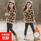 女童加厚毛衣秋冬季中大童兒童洋氣套頭加絨女童毛衣冬款 豹紋【D026仿貂絨低領(lǐng)豹紋】 160