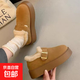 全包加絨勃肯鞋女2025新款冬季加厚保暖雪地靴34碼一腳蹬豆豆棉鞋 棕色 37