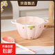 草莓陶瓷碗勺家用高顏值米飯碗少女心甜品碗釉下彩餐具套裝 【2件套】淺粉草莓小號湯碗+勺