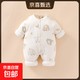 【貝樂(lè )咿加棉哈衣】 純棉嬰兒連爬服秋冬 水果象【6024】 59cm