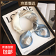 真絲絲巾女七夕禮物桑蠶絲送長(cháng)輩送老婆女友老師百搭方巾圍巾領(lǐng)巾 藍色