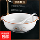 陶瓷雙耳碗新款大號家用防燙釉下彩水煮魚(yú)大菜盆好看湯碗配白湯勺 歲月靜好 2件套 10.5英寸雙耳碗1個(gè)裝+白湯勺1只