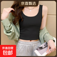 【都市麗人制造商】白色純棉小吊露臍帶背心女夏上衣外穿內搭 黑色【純棉短款】 L 【98斤-107斤】