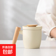 奶油風(fēng)陶瓷泡茶杯茶水分離杯子個(gè)人專(zhuān)用簡(jiǎn)約帶蓋過(guò)濾辦公水杯定制 圓趣泡茶杯·木柄款(米黃釉)