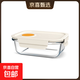 高硼硅玻璃飯盒微波爐加熱專(zhuān)用上班族帶飯餐盒碗保鮮盒分隔便當盒 米白小號【可微波】 400ml