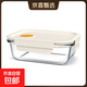 高硼硅玻璃飯盒微波爐加熱專(zhuān)用上班族帶飯餐盒碗保鮮盒分隔便當盒 米白中號【可微波】 640ml