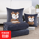 加絨抱枕被子兩用加厚多功能靠墊二合一車(chē)載卡通辦公室午睡小被子 可愛(ài)鹿—灰色 40*40cm打開(kāi)100*150cm