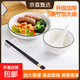 家用碗碟陶瓷餐具飯碗盤(pán)子筷勺組合山田豎紋一人食釉下彩餐具套裝 【超值】2碗2盤(pán)2筷2勺