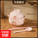 飯碗ins風(fēng)飯碗泡面碗湯碗飯碗盤(pán)碗碟熊貓碗螺螄粉雙耳陶瓷碗 草莓-雙耳蓋碗【筷子+勺子】