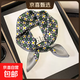 北歐風(fēng)情100%桑蠶絲印花真絲方巾女氣質(zhì)百搭職業(yè)領(lǐng)巾53cm精致絲巾 幾何拼圖-墨綠灰 53*53cm