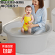 加厚加深超大塑料臉盆洗澡盆家用盆子腳盆洗腳嬰兒洗衣盆寶寶宿舍 奶油色巨大號1個(gè)裝【56*56*22.5】