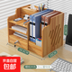 桌面文件收納盒辦公室桌上文件架文件欄文件框A4資料架整理置物架 櫻桃色-三層兩列（帶鎖抽屜） 加厚-牢固可靠