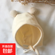 ins嬰兒帽子秋冬薄款護耳帽0-6個(gè)月嬰幼兒寶寶秋季系帶套頭帽 超萌球球-奶白 參考0-12個(gè)月（35-42cm）