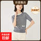 【阿瑪尼制造商】大牌同款小香風(fēng)羊毛針織短袖女氣質(zhì)衫打底上衣 中灰 L （100-115斤）