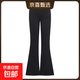 【大牌制造商】春夏高彈顯高顯瘦后開叉高腰修身水洗牛仔褲提 黑色 L