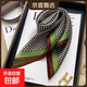 甜美時(shí)尚100%桑蠶絲印花真絲方巾女時(shí)尚氣質(zhì)領(lǐng)巾53cm高端精致絲巾 圓環(huán)-草綠棕 53*53cm