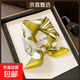 【清倉撿漏】絲巾100%桑蠶絲真絲女高貨輕奢高檔禮物方巾杭州絲綢 13108-黃色 53*53cm