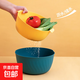 雙層洗菜盆瀝水籃廚房家用客廳茶幾塑料水果果盤(pán)籃子盆子淘菜盆籃 青黃色【 1個(gè)裝】