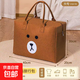 卡通毛氈旅行包收納手提包大容量可愛(ài)外出行李包拉桿箱可套必備 棕色布朗熊【40cm*30cm*20cm】可掛行李箱