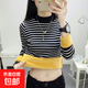 復合加絨加厚打底衫女2025秋冬新款韓版修身長(cháng)袖T恤保暖上衣 條紋 L 【建議100-120斤】