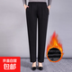 中老年女褲春秋純棉休閑褲松緊腰彈力媽媽褲冬季加絨加厚直筒褲 黑色 加厚 冬季加絨款 6XL 190-220斤