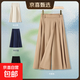 【哥弟制造商】天絲裙褲女顯瘦薄款高腰松緊腰百搭寬松彈力 卡其色 M
