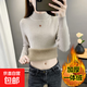 秋冬加絨毛衣女加厚一體絨內(nèi)搭大碼半高領(lǐng)套頭打底針織衫保暖上衣 燕麥色【中領(lǐng)款】  【加厚一體絨】 M  95-105斤