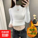 秋冬加絨毛衣女加厚一體絨內搭大碼半高領(lǐng)套頭打底針織衫保暖上衣 白色【中領(lǐng)款】  【加厚一體絨】 M  95-105斤