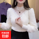 蕾絲+超柔絨網(wǎng)紗加絨打底衫2025新款法式內搭高級感保暖長(cháng)袖t恤女 白色 4XL 【建議140-160斤】
