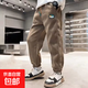 男童褲子2025春秋款新款中大童外穿燈芯絨秋季休閑褲寬松運動(dòng)褲 棕色 【清倉特價(jià)】 160