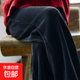 秋冬加絨奶油女褲2025新款休閑直筒拖地長(cháng)褲寬松百搭雪尼爾闊腿褲 加絨黑色 均碼