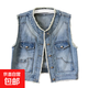 女童復古毛邊牛仔馬甲背心中大童春秋季時(shí)尚休閑兒童無(wú)袖坎肩童裝 牛仔藍馬甲 150