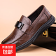 紅蜻蜓同款皮鞋軟皮男鞋軟底商務(wù)休閑鞋秋季英倫時(shí)尚套腳豆豆鞋 棕色2382 39