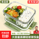 玻璃飯盒可微波爐加熱專(zhuān)用碗上班族打包帶蓋便當盒保溫餐盒保鮮盒 高硼硅-長(cháng)三分隔-1000毫升