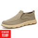 軟底透氣帆布鞋厚底夏季透氣防滑工作鞋平底淺口單鞋 卡其色 42 (260mm) 男鞋