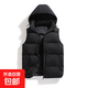 馬甲男連帽保暖背心男士加厚馬甲外套上衣男裝純色百搭 黑色 厚款 XL