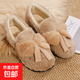 毛毛鞋女新款冬季保暖蝴蝶結豆豆鞋子小香風(fēng)圓頭平底休閑棉鞋 咖色 38