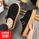 亞王小眾設計腳感舒適2025秋冬新款厚底懶人一腳蹬ins潮鞋男勃肯 黑色 43