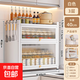 廚房調料品置物架多功能臺面帶蓋防塵防銹調料收納柜子置物柜家用 【精致白】-三層40*28*58cm