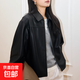 真皮皮衣女2026春秋新款寬松休閑短款上衣綿羊皮時(shí)尚百搭夾克外套 黑色 L