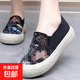 2025新款老北京布鞋女士單鞋懶人一腳蹬厚底漁夫鞋時(shí)尚休閑帆布鞋 黑色【升級款】 38