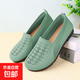 老北京布鞋春夏新款媽媽鞋單鞋透氣田園風(fēng)漁夫鞋中老年一腳蹬女鞋 綠色 37